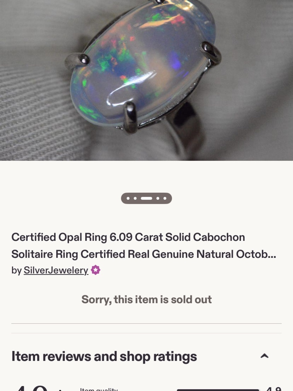 Silver Opal Solitaire Ring – Multi-Color Fire Opal Cabochon